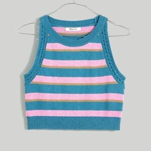 Madewell Blue and Pink Striped Crop Top